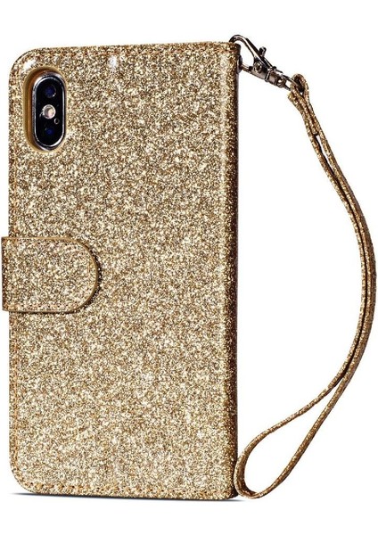 IPhone Xr Manyetik Kapatma Kart Tutucu Için Fermuar Cep Durumda Glitter Pu (Yurt Dışından)