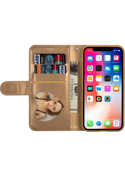 IPhone Xr Manyetik Kapatma Kart Tutucu Için Fermuar Cep Durumda Glitter Pu (Yurt Dışından)