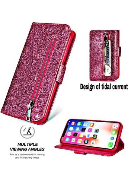 IPhone x Için Fermuarlı Cebi Durumda/iphone Xs Glitter Cüzdan Kılıf Kart Tutucu (Yurt Dışından) fırsatları