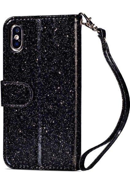 IPhone Xr Manyetik Kapatma Kart Tutucu Için Fermuar Cep Durumda Glitter Pu (Yurt Dışından)