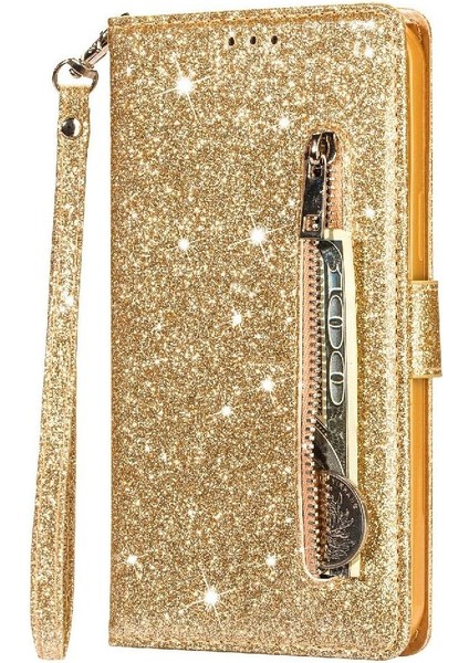 IPhone 11 Için Fermuarlı Cebi Durumda Pu Deri Manyetik Kapatma Glitter (Yurt Dışından) modelleri