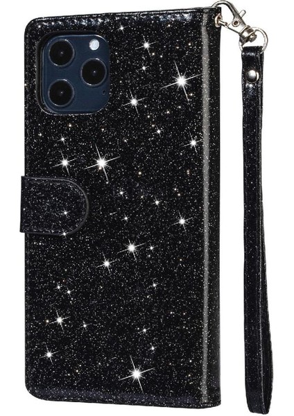IPhone 11 Pro Için Fermuar Cep Durumda Kart Tutucu Glitter Cüzdan Kılıf Pu (Yurt Dışından)