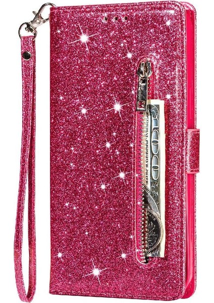 IPhone 11 Pro Için Fermuar Cep Durumda Kart Tutucu Glitter Cüzdan Kılıf Pu (Yurt Dışından)