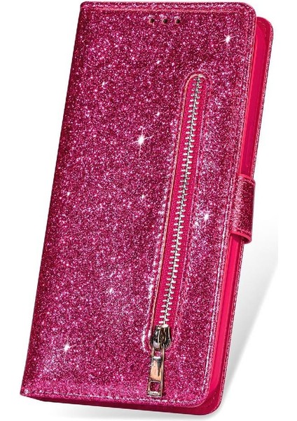 IPhone 11 Pro Için Fermuar Cep Durumda Kart Tutucu Glitter Cüzdan Kılıf Pu (Yurt Dışından)