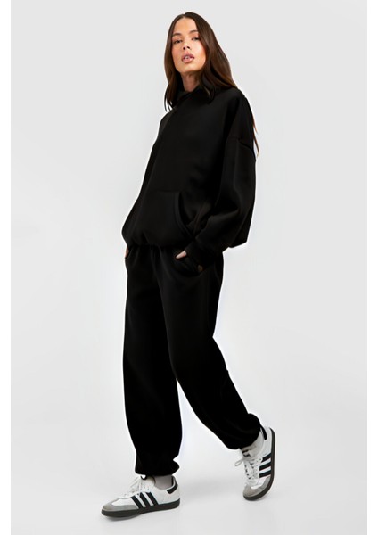 Kadın Baskısız 3 Iplik Bol Kesim Rahat Kalıp Kışlık Oversize Eşofman Takımı