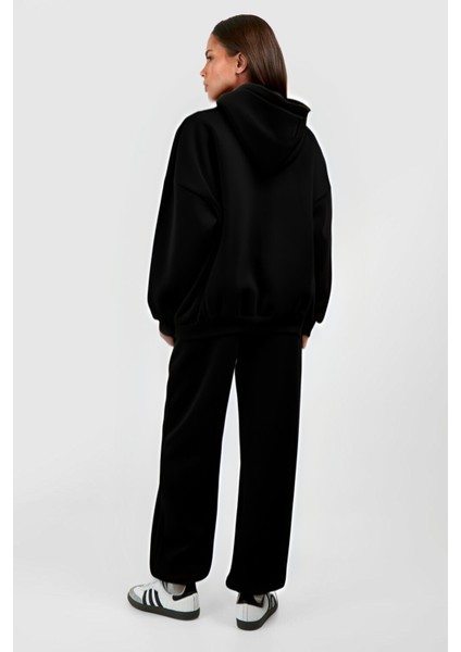 Kadın Baskısız 3 Iplik Bol Kesim Rahat Kalıp Kışlık Oversize Eşofman Takımı fırsatları