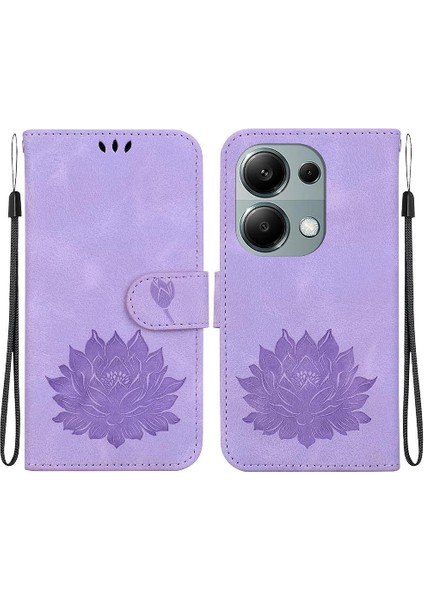 Xiaomi Redmi Not 13 Için Flip Case Pro 4g Kickstand Kabartma Lotus Çiçek (Yurt Dışından)