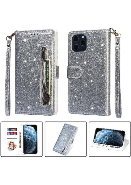 IPhone 12 Pro Max Pu Deri Manyetik Kapatma Için Fermuarlı Cebi Durumda (Yurt Dışından)