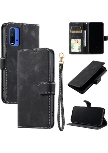 Xiaomi Redmi Için Flip Case 9t Kickstand Bilek Kayışı Manyetik Cüzdan Kart (Yurt Dışından) fırsatları