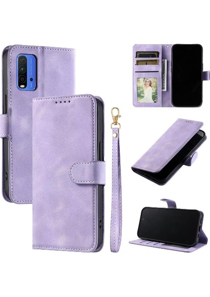 Xiaomi Redmi Için Flip Case 9t Kickstand Bilek Kayışı Manyetik Cüzdan Kart (Yurt Dışından)