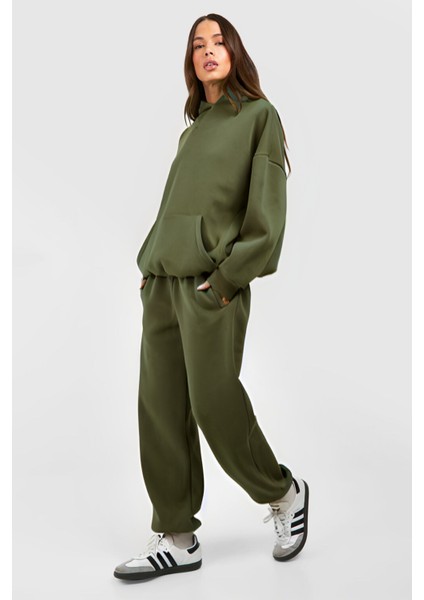 Kadın Baskısız 3 Iplik Bol Kesim Rahat Kalıp Kışlık Oversize Eşofman Takımı