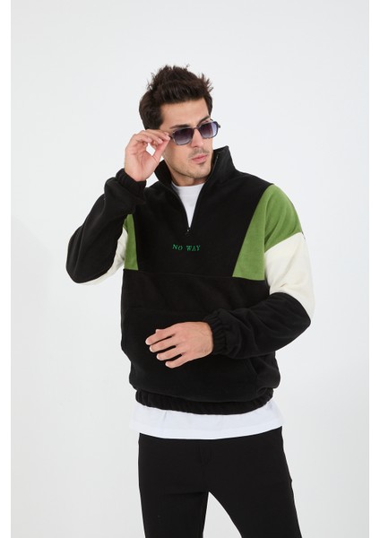 JR Boutique Erkek Yarım Fermuarlı Polar Sweatshirt Önden Cepli