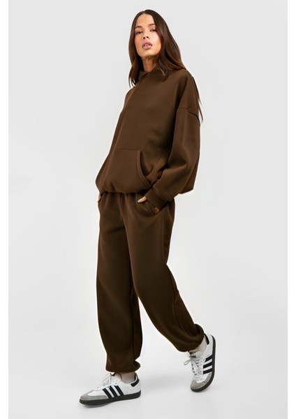 Kadın Baskısız 3 Iplik Bol Kesim Rahat Kalıp Kışlık Oversize Eşofman Takımı