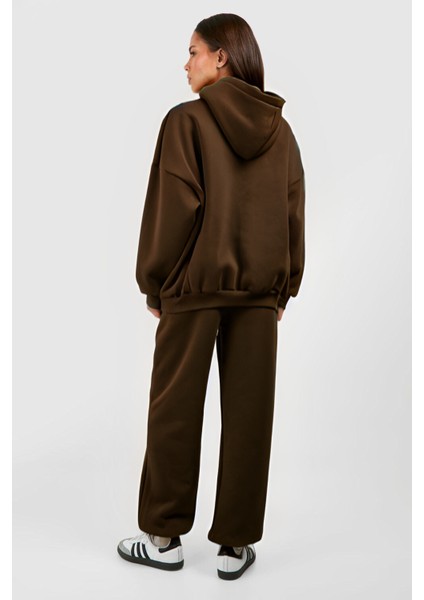 Kadın Baskısız 3 Iplik Bol Kesim Rahat Kalıp Kışlık Oversize Eşofman Takımı fırsatları