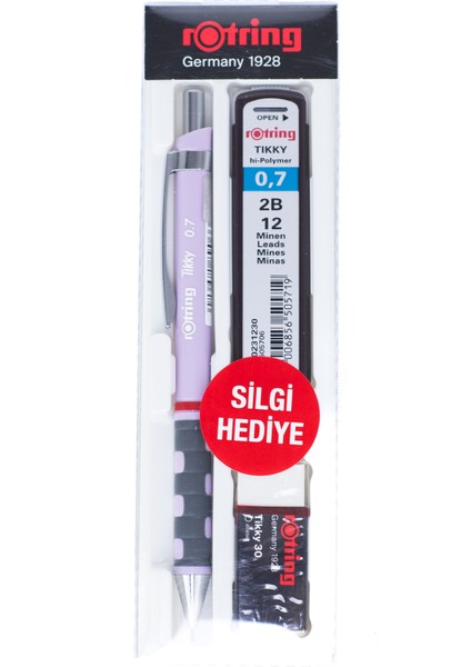 Ottoland Kırtasiye Rotring Tikky 2b Uçlu Kalem Orijinalsilgi Hediyeli 0.7 mm Ergonomik Dayanıklı Set