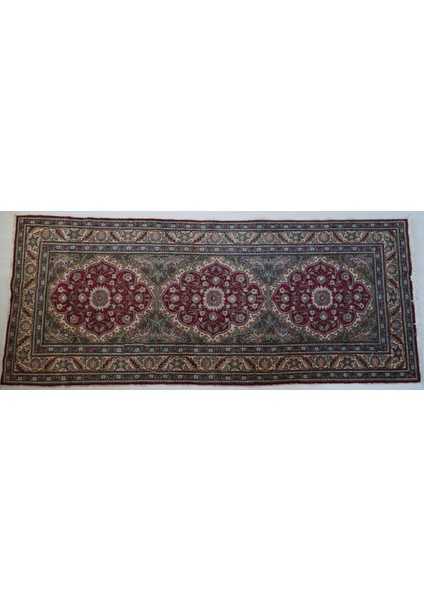 93X228 cm Osmanlı Stili El Dokuma Çiçek Desenli Harika Kondisyonlu Kilim