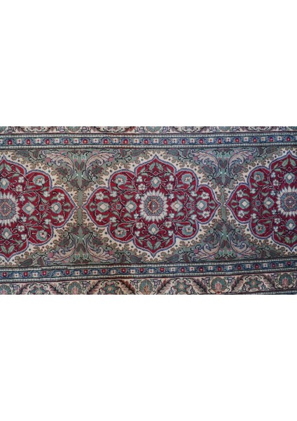 93X228 cm Osmanlı Stili El Dokuma Çiçek Desenli Harika Kondisyonlu Kilim