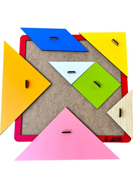 Eğitici Ahşap Oyuncak | Tutmalı Ahşap Mega Tangram 28 cm x 28 cm