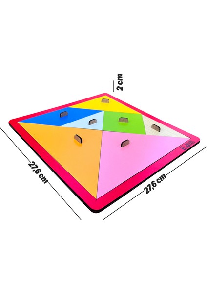 Eğitici Ahşap Oyuncak | Tutmalı Ahşap Mega Tangram 28 cm x 28 cm