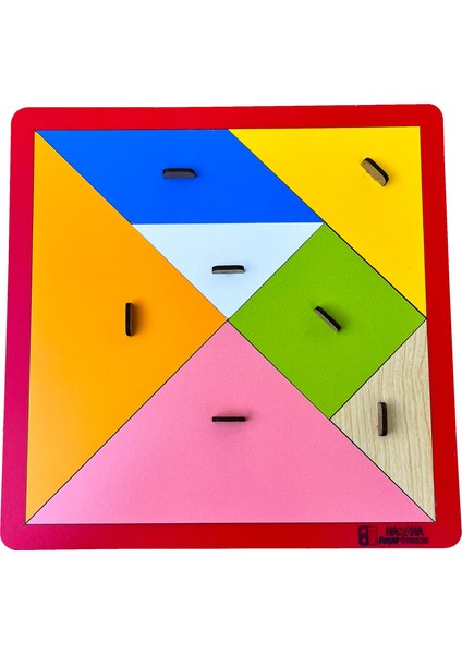 Eğitici Ahşap Oyuncak | Tutmalı Ahşap Mega Tangram 28 cm x 28 cm