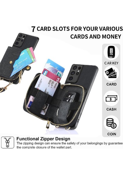 Samsung Galaxy S21 Ultra Ayarlanabilir Kordon 7 Kart Yuvaları Premium Için Kılıf (Yurt Dışından) fiyatları