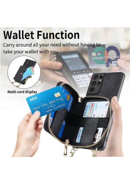 Samsung Galaxy S21 Ultra Ayarlanabilir Kordon 7 Kart Yuvaları Premium Için Kılıf (Yurt Dışından) fırsatları