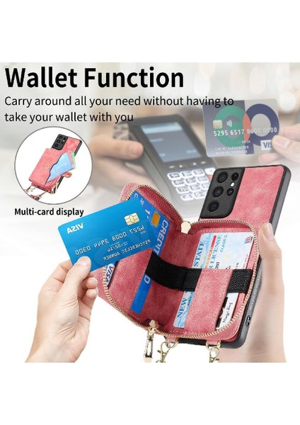Samsung Galaxy S21 Ultra Ayarlanabilir Kordon 7 Kart Yuvaları Premium Için Kılıf (Yurt Dışından) fiyatları
