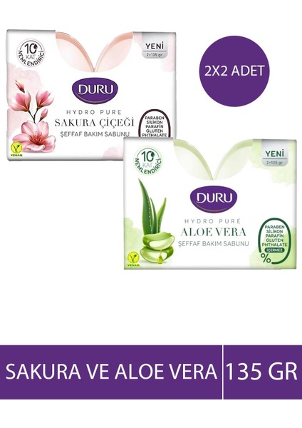 Hydro Pure Aloe Vera Sabunu + Duru Hydro Pure Sakura Çiçeği Sabunu