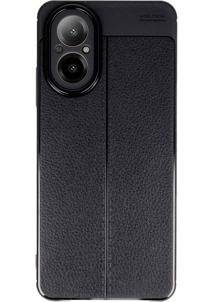 Realme 12 Lite Kılıf Niss Silikon Kamera Korumalı Deri Görünümlü Siyah