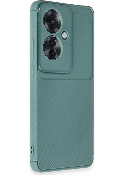 Oppo Reno 11F Kılıf Negro Karbon Kamera Korumalı Silikon Yeşil