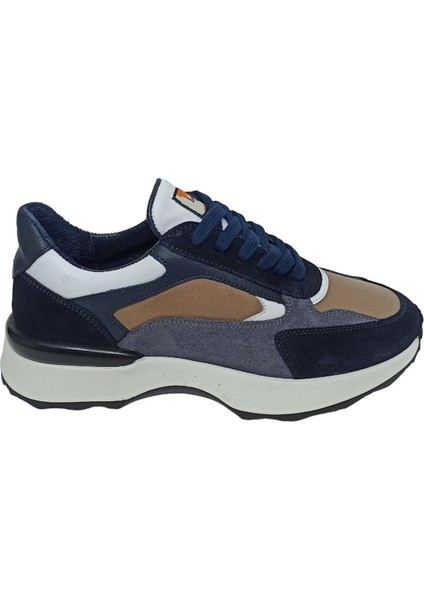 Lacivert Deri Erkek Sneaker Spor Ayakkabı