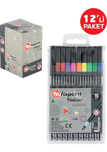 Fineliner Kalem Siyah Gövde 10'lu P-5501 12'li Paket