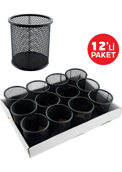 Metal Kalemlik Siyah P-1190 12'Li Set