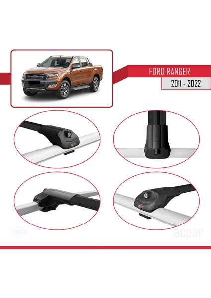 Ford Ranger (P375) 2011-2022 Arası ile Uyumlu Ace-1 Ara Atkı Tavan Barı Siyah 2 Adet fırsatları