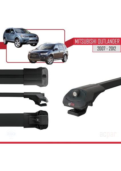 Mitsubishi Outlander 2 2007-2012 Arası ile Uyumlu Ace-1 Ara Atkı Tavan Barı Siyah 2 Adet modelleri