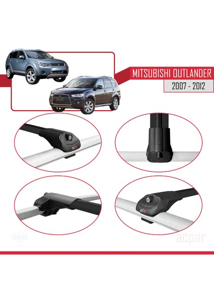Mitsubishi Outlander 2 2007-2012 Arası ile Uyumlu Ace-1 Ara Atkı Tavan Barı Siyah 2 Adet fırsatları