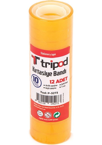 Kırtasiye Şeffaf Bandı 10 Yard Tripod P-5273 12lı fiyatları