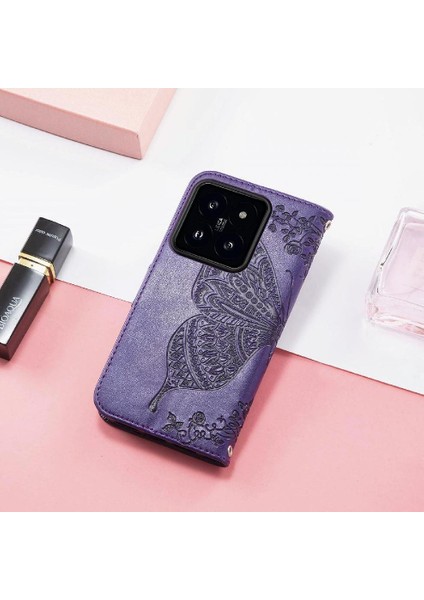 Xiaomi 14T Kelebek Kanat Çok Renkli Cüzdan Iş Için Kılıf (Yurt Dışından) modelleri