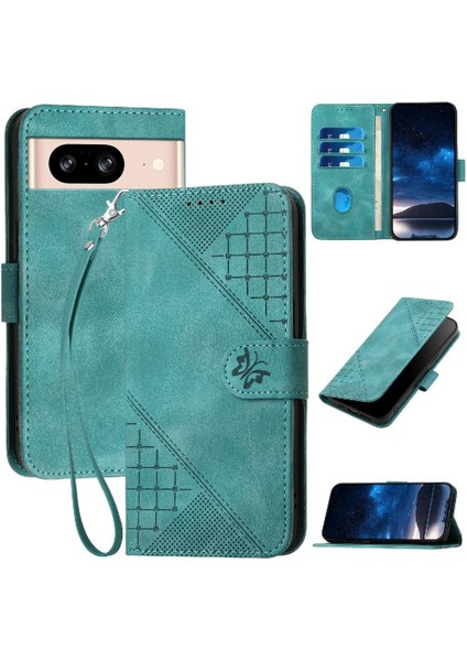 Ayrılabilir El Kayışı Kabartmalı Kelebek ile Google Piksel 8 Için Flip Case (Yurt Dışından)