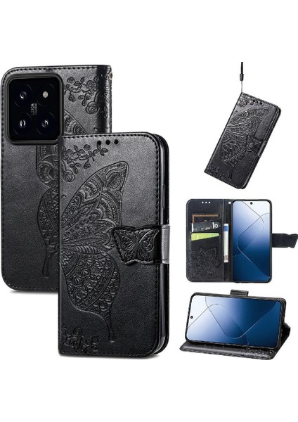 Xiaomi 14T Kelebek Kanat Çok Renkli Cüzdan Iş Için Kılıf (Yurt Dışından)