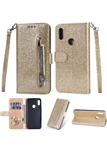 Huawei Zipper 2019 Pu Deri Bilek Kayışı Manyetik Için Fermuarlı Cebi Durumda (Yurt Dışından)