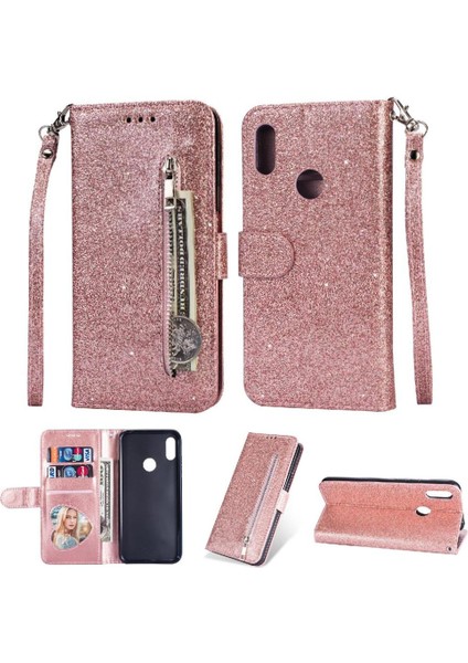 Huawei Zipper 2019 Pu Deri Bilek Kayışı Manyetik Için Fermuarlı Cebi Durumda (Yurt Dışından)