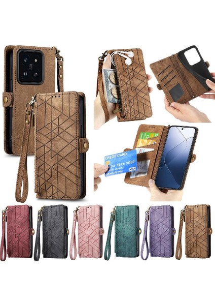 MY Boutique1 Xiaomi 14T Darbeye Cüzdan Basit Iş Deri Kılıf Için Flip Case (Yurt Dışından)