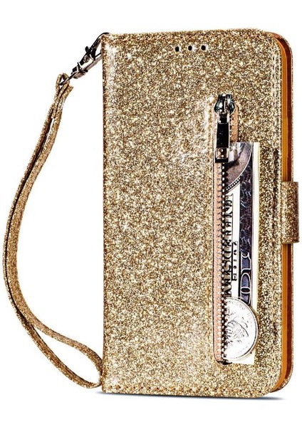IPhone 7 Için Fermuar Cep Durumda Artı/iphone 8 Artı Bilek Kayışı Glitter Pu (Yurt Dışından)