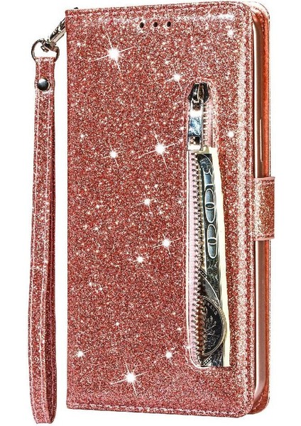 IPhone 11 Için Fermuarlı Cebi Durumda Pu Deri Manyetik Kapatma Glitter (Yurt Dışından) modelleri