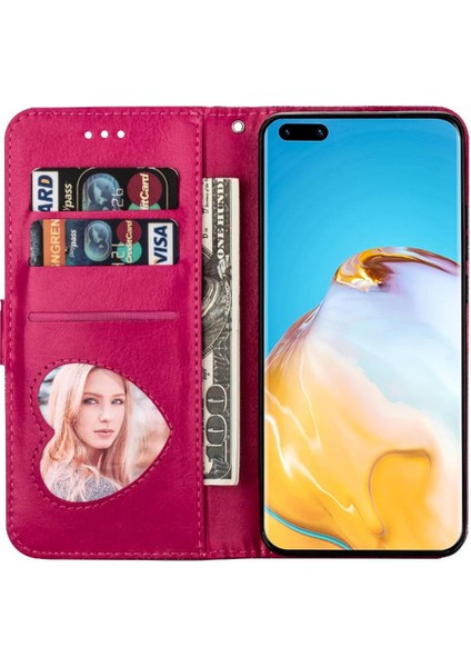 MY Boutique1 Huawei P40 Pro Pu Deri Manyetik Kapatma Kartı Için Fermuarlı Cebi Durumda (Yurt Dışından)