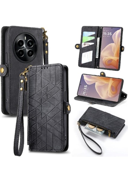 Realme 13 Flip Kapak Cüzdan Için Flip Case Basit Iş Darbeye Vaka (Yurt Dışından)