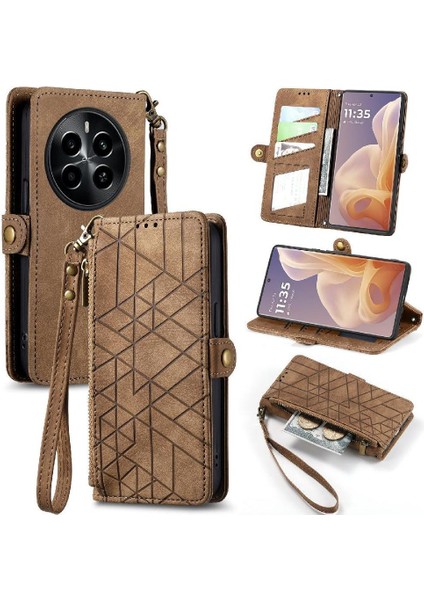 Realme 13 Flip Kapak Cüzdan Için Flip Case Basit Iş Darbeye Vaka (Yurt Dışından)