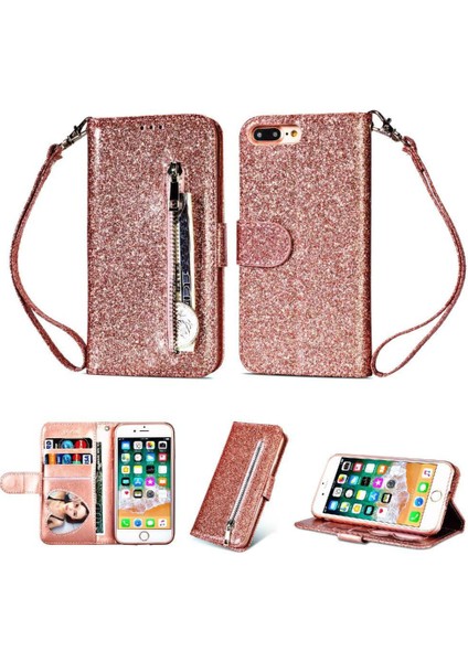 IPhone 7 Için Fermuar Cep Durumda Artı/iphone 8 Artı Bilek Kayışı Glitter Pu (Yurt Dışından)