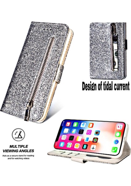 IPhone Xs Max Kart Tutucu Manyetik Kapatma Cüzdan Için Fermuarlı Cebi Durumda (Yurt Dışından) modelleri